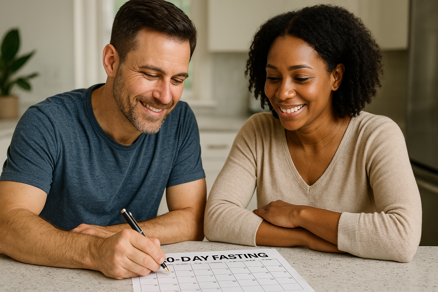 Woman tracking her fasting progress in journal